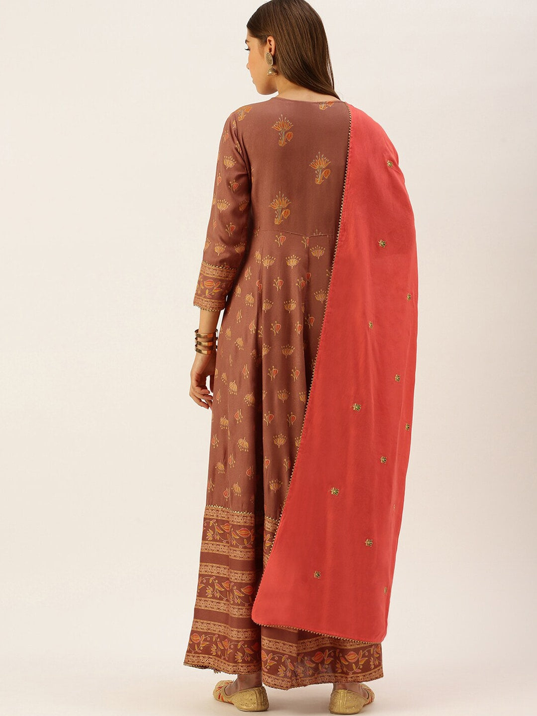 HERE&NOW Women Embroidered Regular Sleeves Kurta with Dupatta | Grocsy