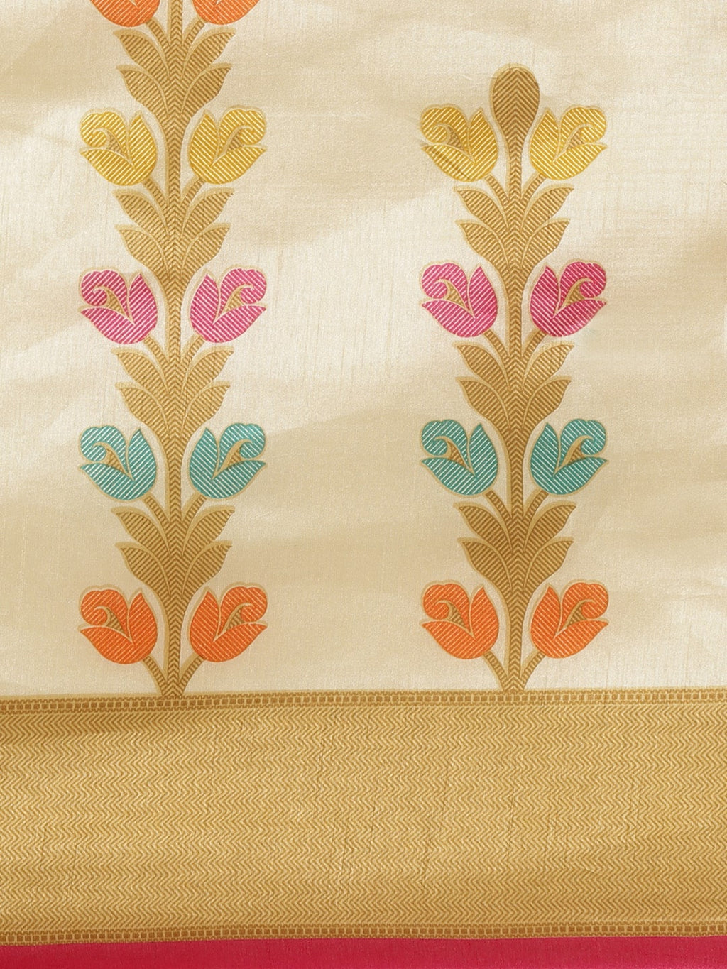 Saree Mall Beige & Pink Ethnic Motifs Print Saree | Grocsy