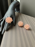 Inhanns Rangmani Crystal Duo – Adjustable Ring + Statement Earrings Set - Peach | Grocsy