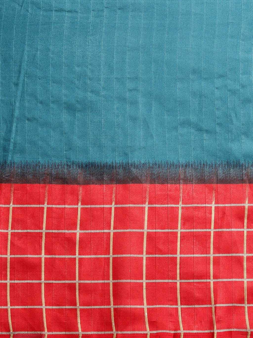 Saree Mall Blue & Red Checked Bhagalpuri Saree | Grocsy