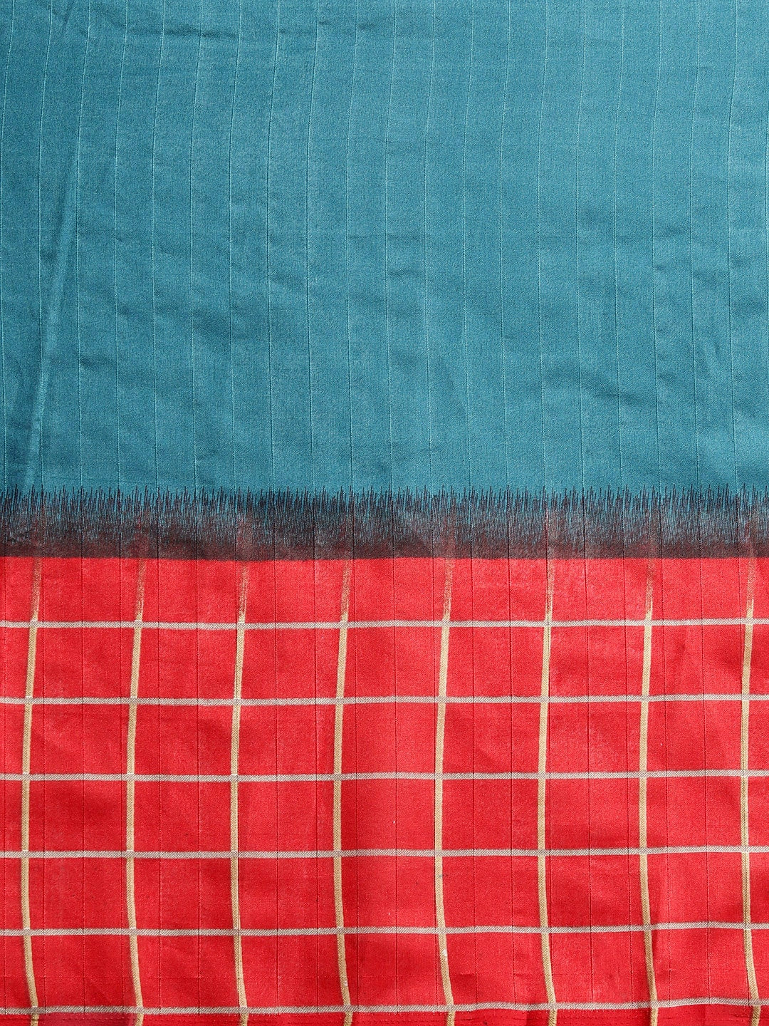 Saree Mall Blue & Red Checked Bhagalpuri Saree | Grocsy