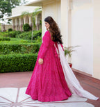 Pink Pure Maslin Bandhej Print Work Stitched Suit With Dupatta - Anbazaar | Grocsy