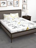 Story@home White & Blue Floral King Bedsheet with 2 Pillow Covers | Grocsy