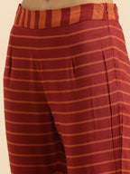 All About You Women Red & Orange Pure Cotton Kurta with Trousers | Grocsy