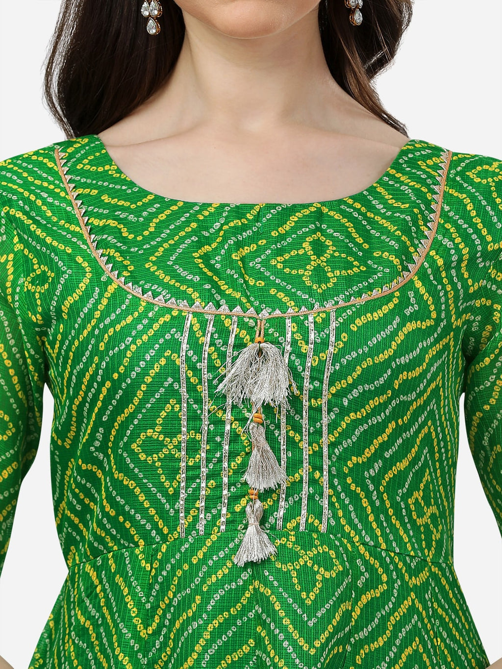HERE&NOW Bandhani Printed Thread Work Anarkali Kurta | Grocsy