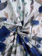 BOMBAY DYEING Blue & White Floral Cotton 144 TC Queen Bedsheet With 2 Pillow Covers | Grocsy