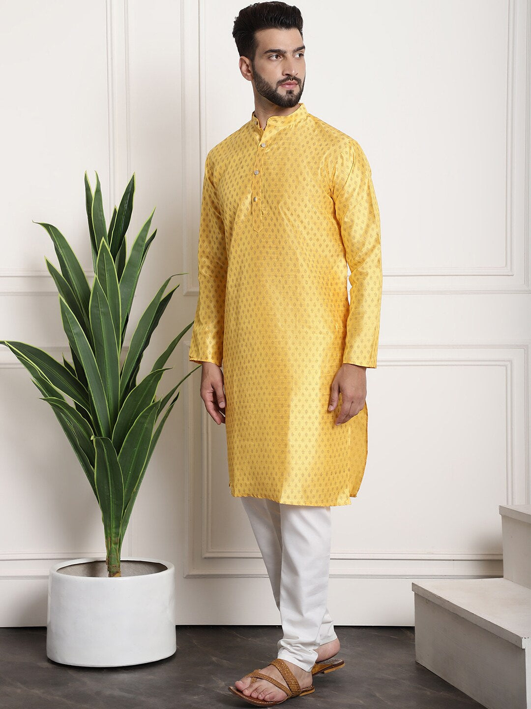 Sojanya Ethnic Motifs Printed Regular Kurta & Pyjamas With Nehru Jacket | Grocsy