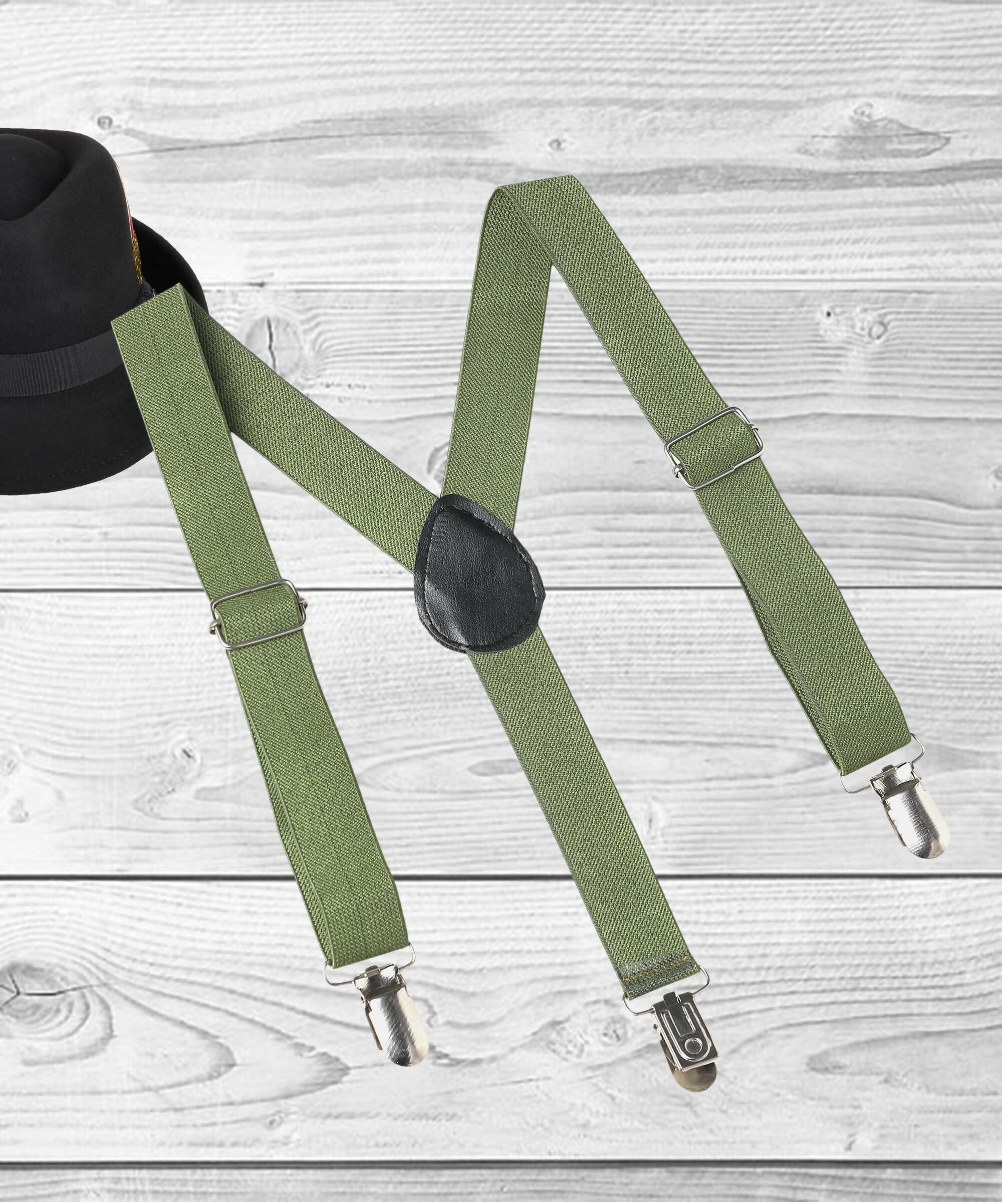 Manet Boys Solid Suspenders - Olive Green | Grocsy