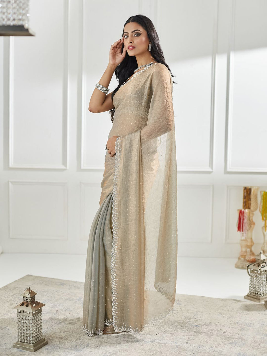 kasee Embellished Beads and Stones Pure Silk Saree | Grocsy