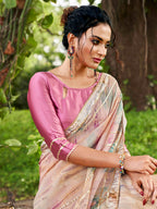 Tikhi Imli Peach Tie and Dye Gotta Patti Organza Saree | Grocsy