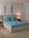 MYTRIDENT Blue White Ethnic Motifs Cotton 120 TC Queen Bedsheet With 2 Pillow Covers | Grocsy