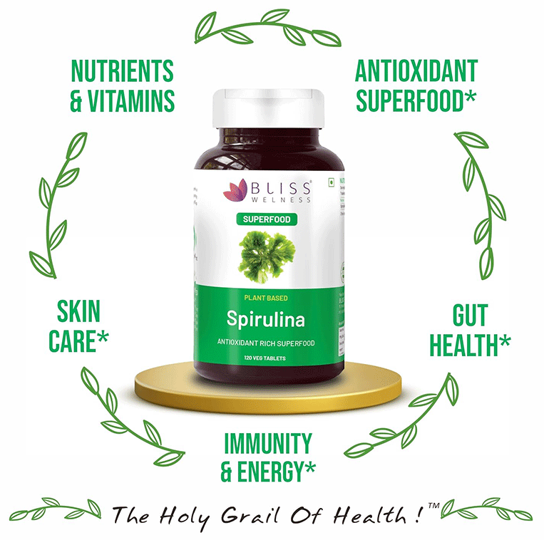 Bliss Welness Immunity & Wellness Spirulina Veg Tablet | Grocsy