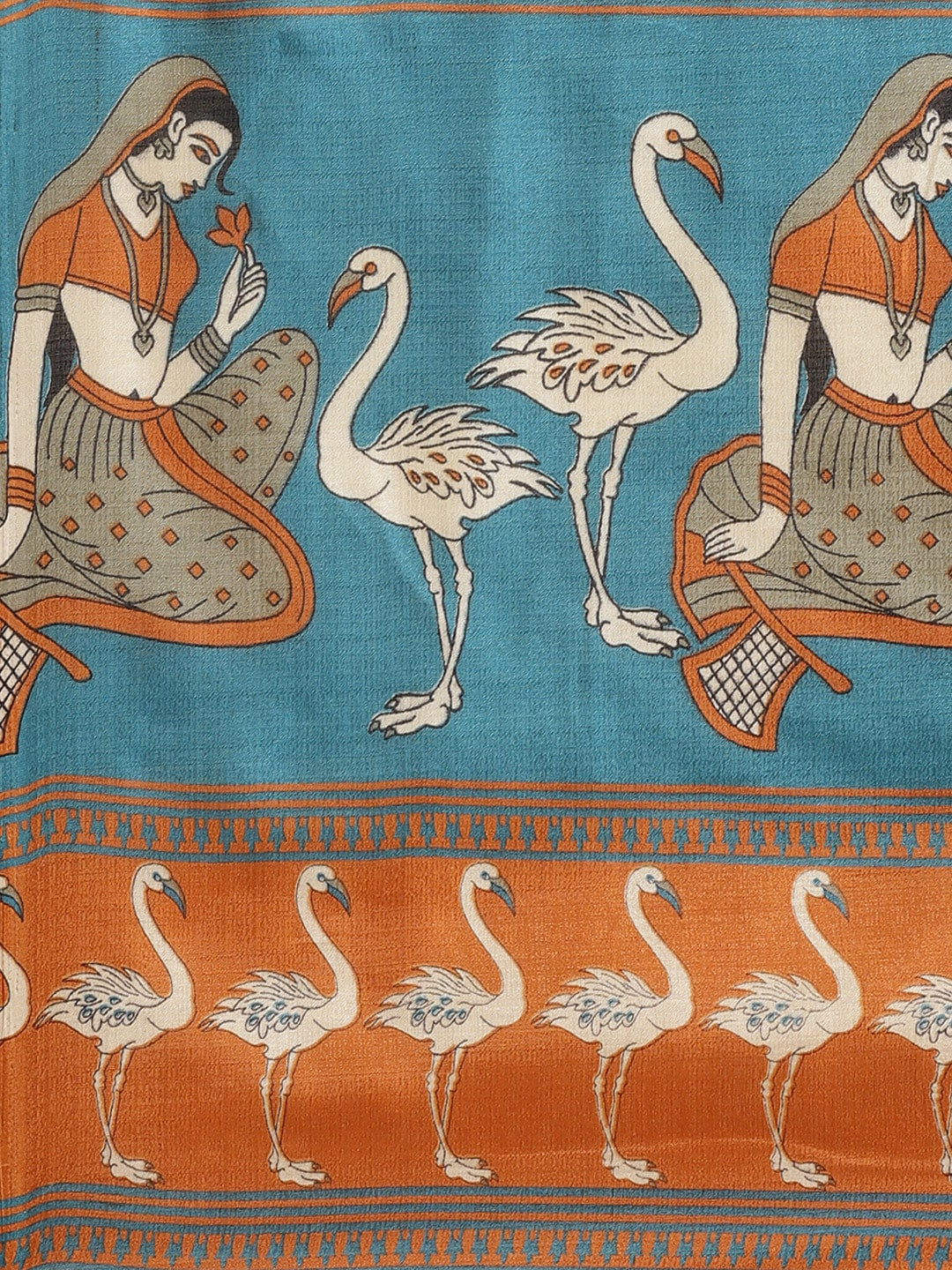 Saree Mall Rust Orange & Beige Ethnic Motifs Print Bhagalpuri Saree | Grocsy