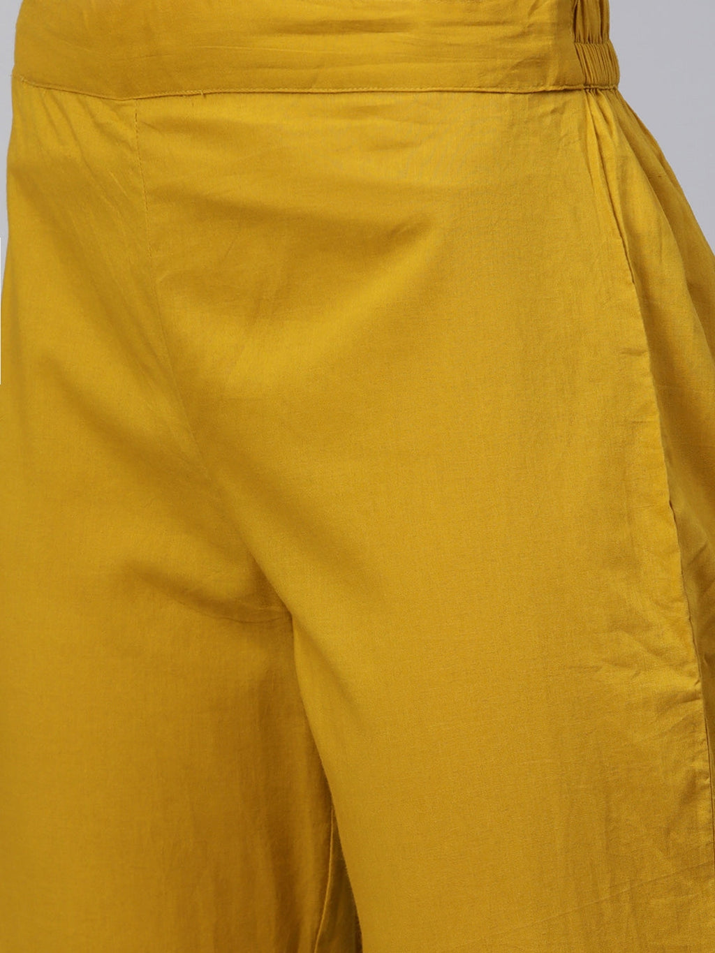 Sangria Women Mustard Yellow & Off-White Printed Kurta with Trousers | Grocsy