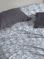 MYTRIDENT Dusk and Dawn Blue Ethnic Motifs Cotton 144 TC Queen Bedsheet 2 Pillow Covers | Grocsy