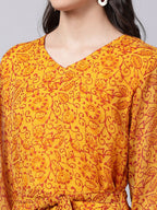 Souchii Yellow Floral Layered Chiffon Maxi Dress | Grocsy