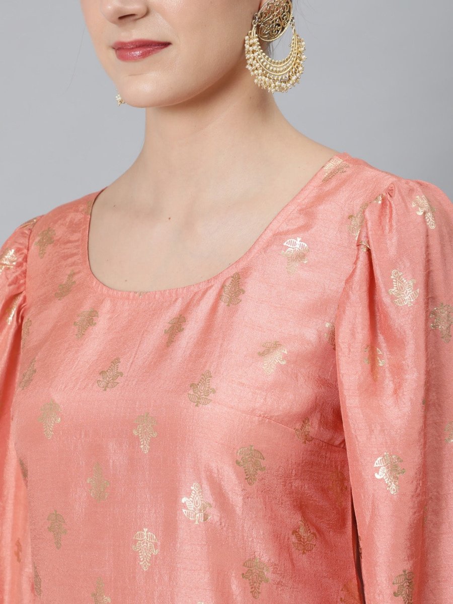 Aks Ethnic Motifs Printed Regular Kurta With Palazzos | Grocsy
