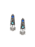 Cardinal Oxidised Silver-Toned & Blue Stones-Studded & Beaded Jewellery Set | Grocsy