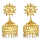 Joban Fashion Women Matte Gold Brass Jhumka | Grocsy