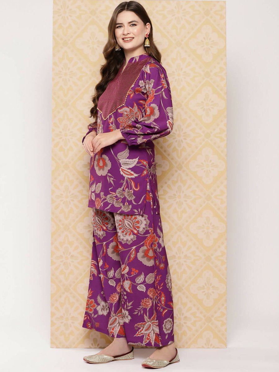 Ahalyaa Women's Traditional Wear Co-ods - Purple | Grocsy