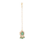 Nuyug 22K Gold-Plated Kundan & Green Stone Embellished Maang Tikka Head Jewellery | Grocsy