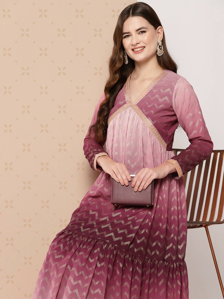 Ahalyaa Women's Traditional wear Ethnic Dress - Burgundy | Grocsy