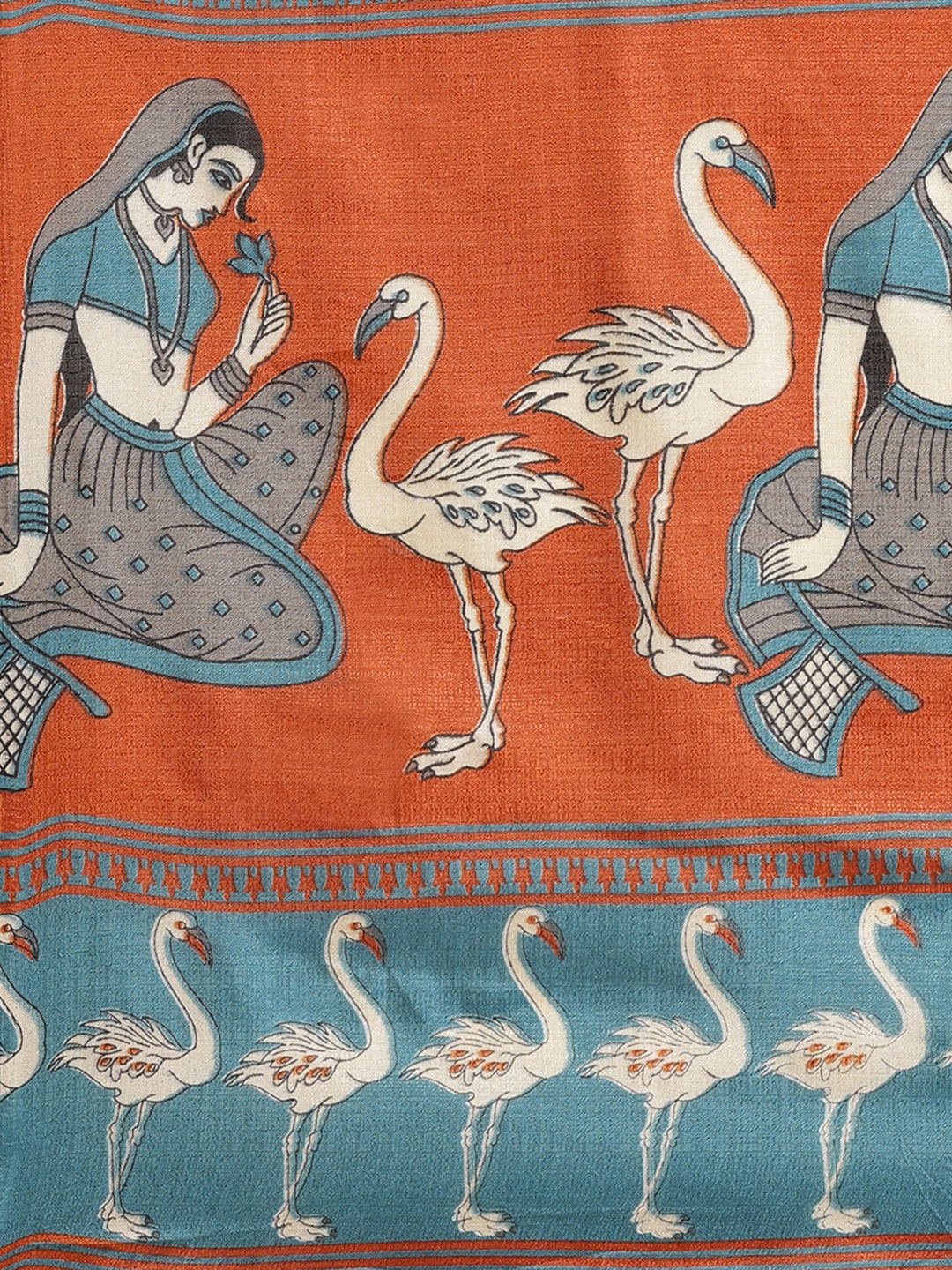Saree Mall Blue & Beige Ethnic Motifs Print Bhagalpuri Saree | Grocsy