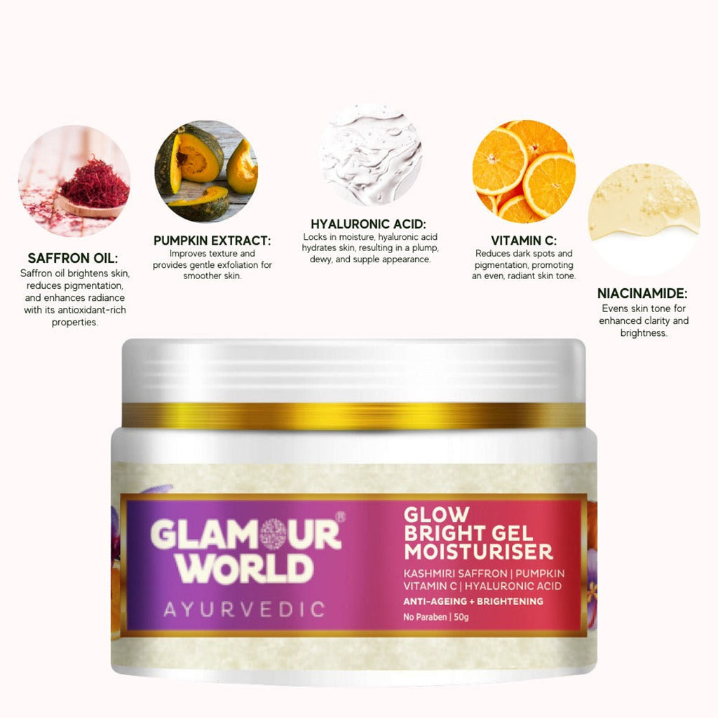 GLAMOUR WORLD AYURVEDIC Glow Bright Gel Moisturiser | Grocsy