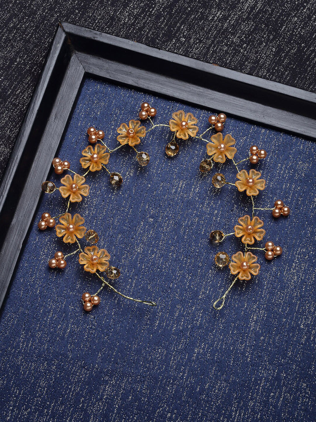 Panash Women Gold-Toned & Yellow Beaded Tiara | Grocsy