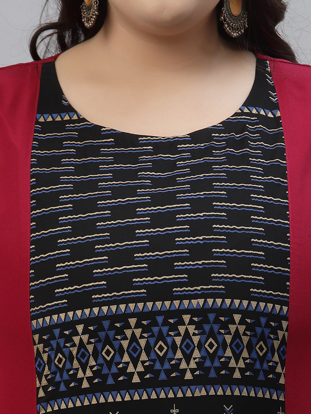 Sztori Plus Size Tribal Printed Regular Straight Kurta With Trousers | Grocsy