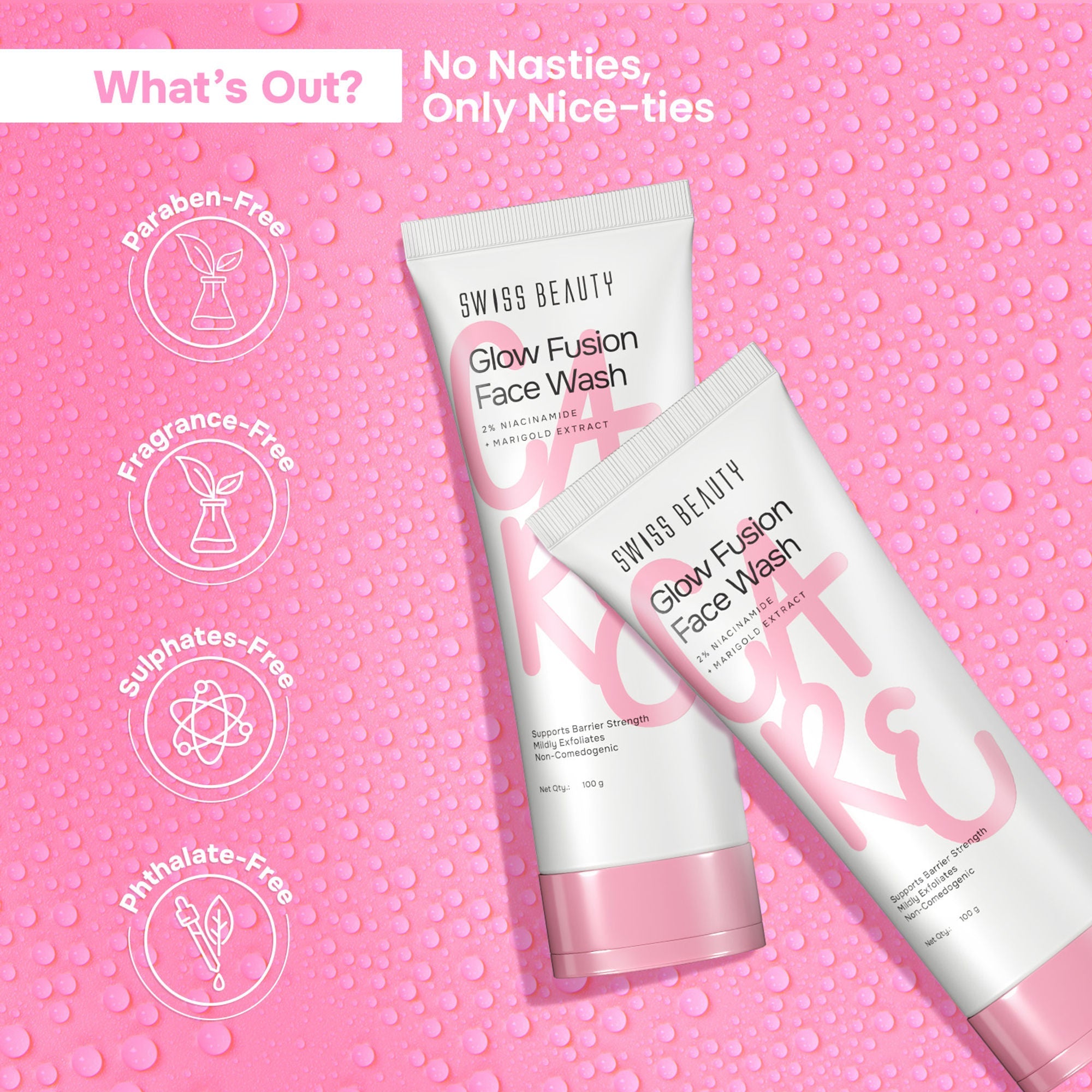 Swiss Beauty Care Glow Fusion Face Wash - 2% Niacinamide & Marigold Extract | Grocsy