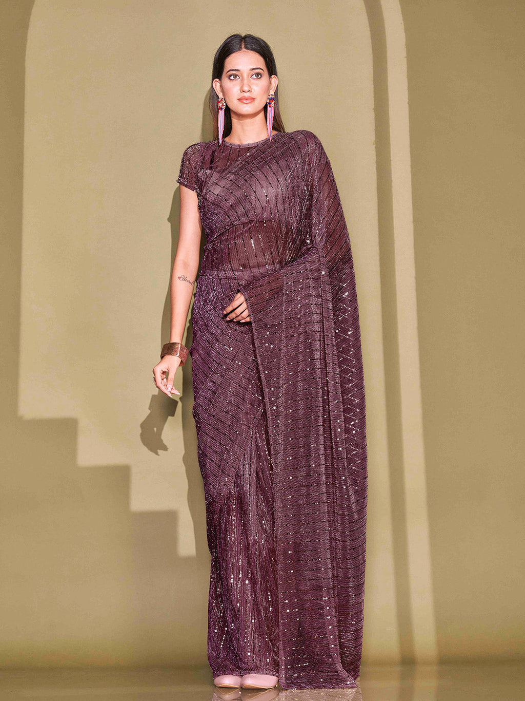 Tikhi Imli Sequinned Embellished Saree | Grocsy