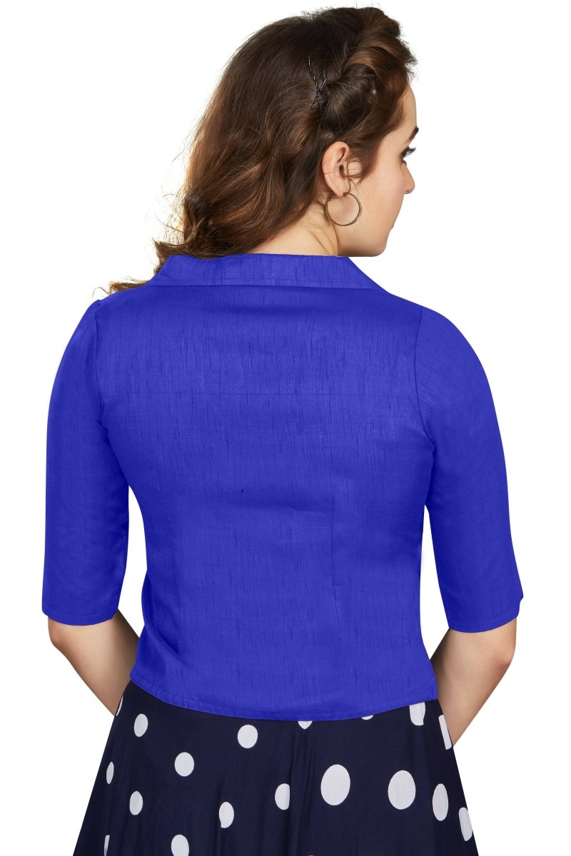 Aastha Fashion Women's Women's Blue Art Silk Button Readymade Blouse | Grocsy
