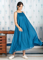 Pimu Cotton Solid Dress for Women - Teal Blue | Grocsy