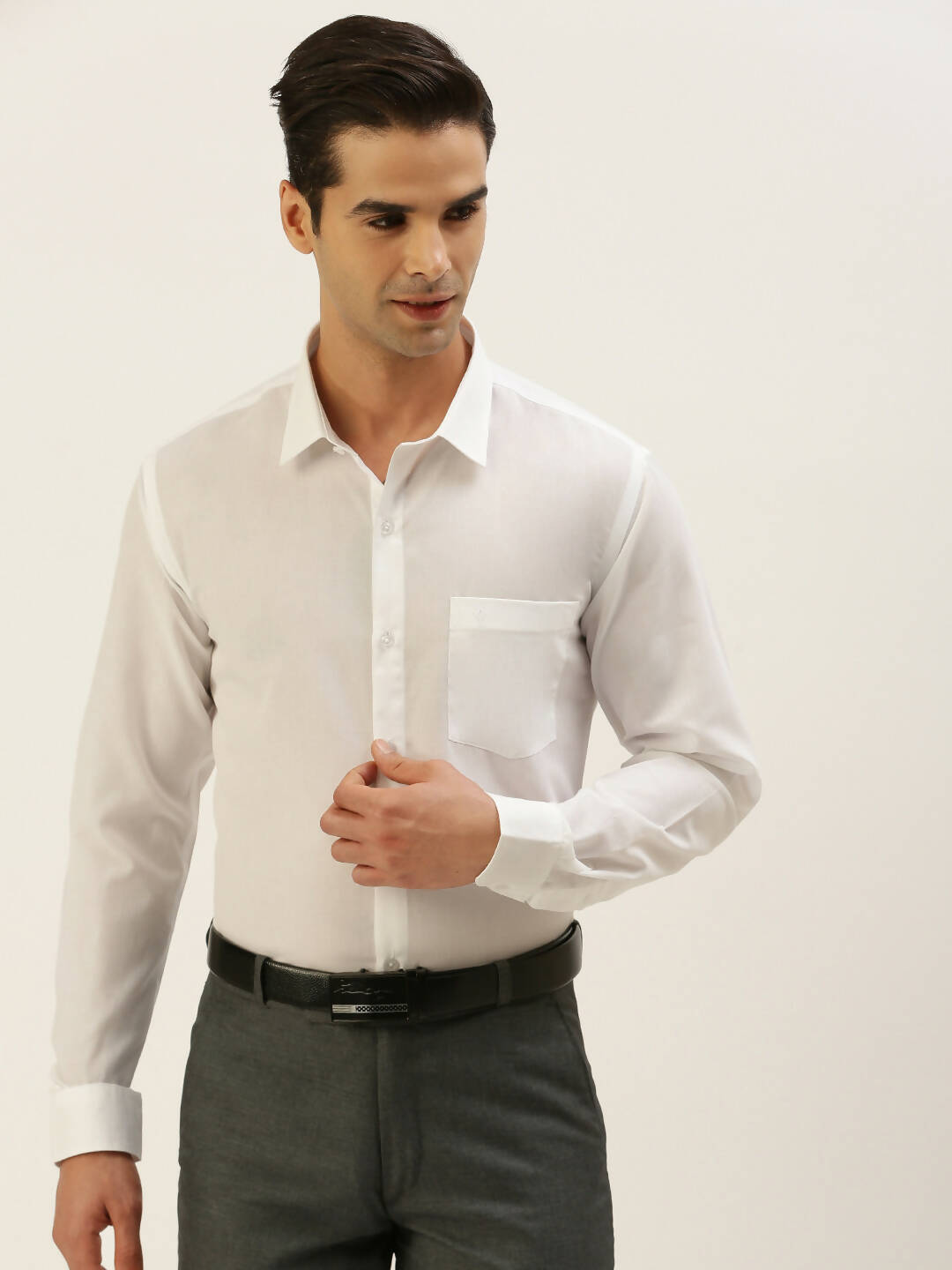 Ramraj Cotton Mens Full Sleeve White Shirt Plus Size - Minister Cotton | Grocsy