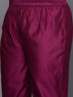 Sztori Plus Size Yoke Design Regular Sequinned Chanderi Silk Kurta & Trousers With Dupatta | Grocsy