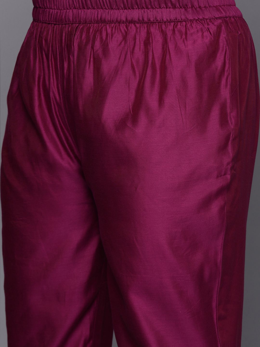 Sztori Plus Size Yoke Design Regular Sequinned Chanderi Silk Kurta & Trousers With Dupatta | Grocsy