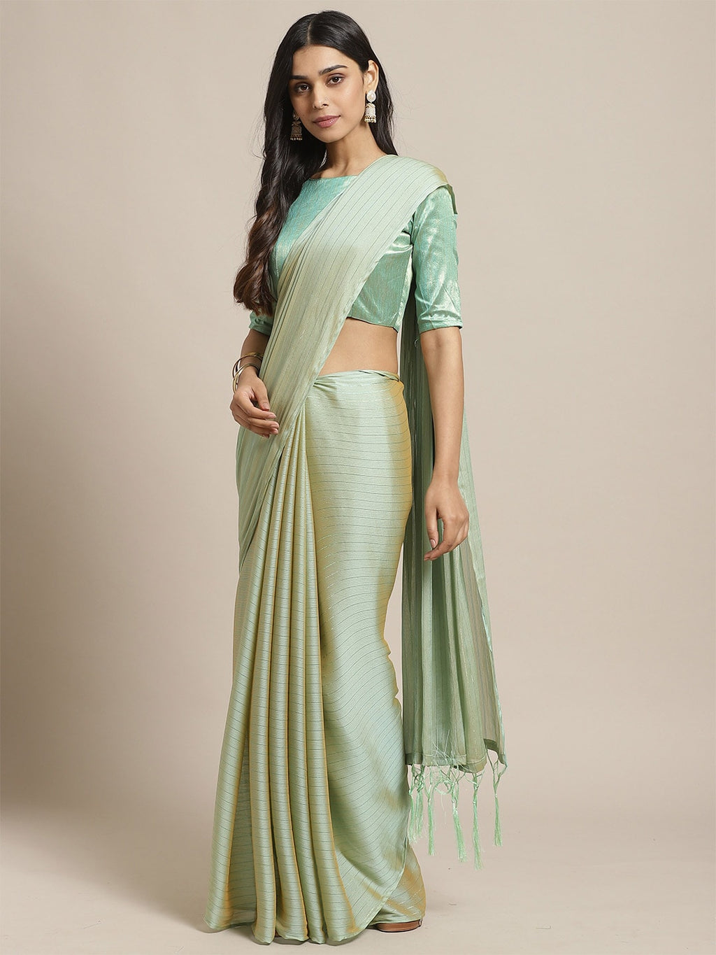 Saree Mall Women Olive Solid Saree | Grocsy