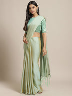 Saree Mall Women Olive Solid Saree | Grocsy