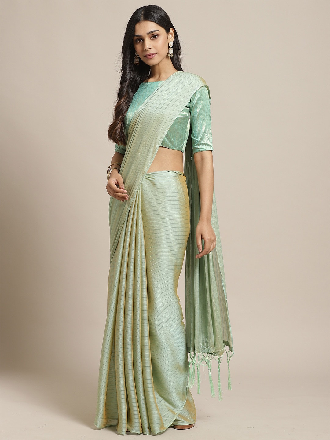 Saree Mall Women Olive Solid Saree | Grocsy