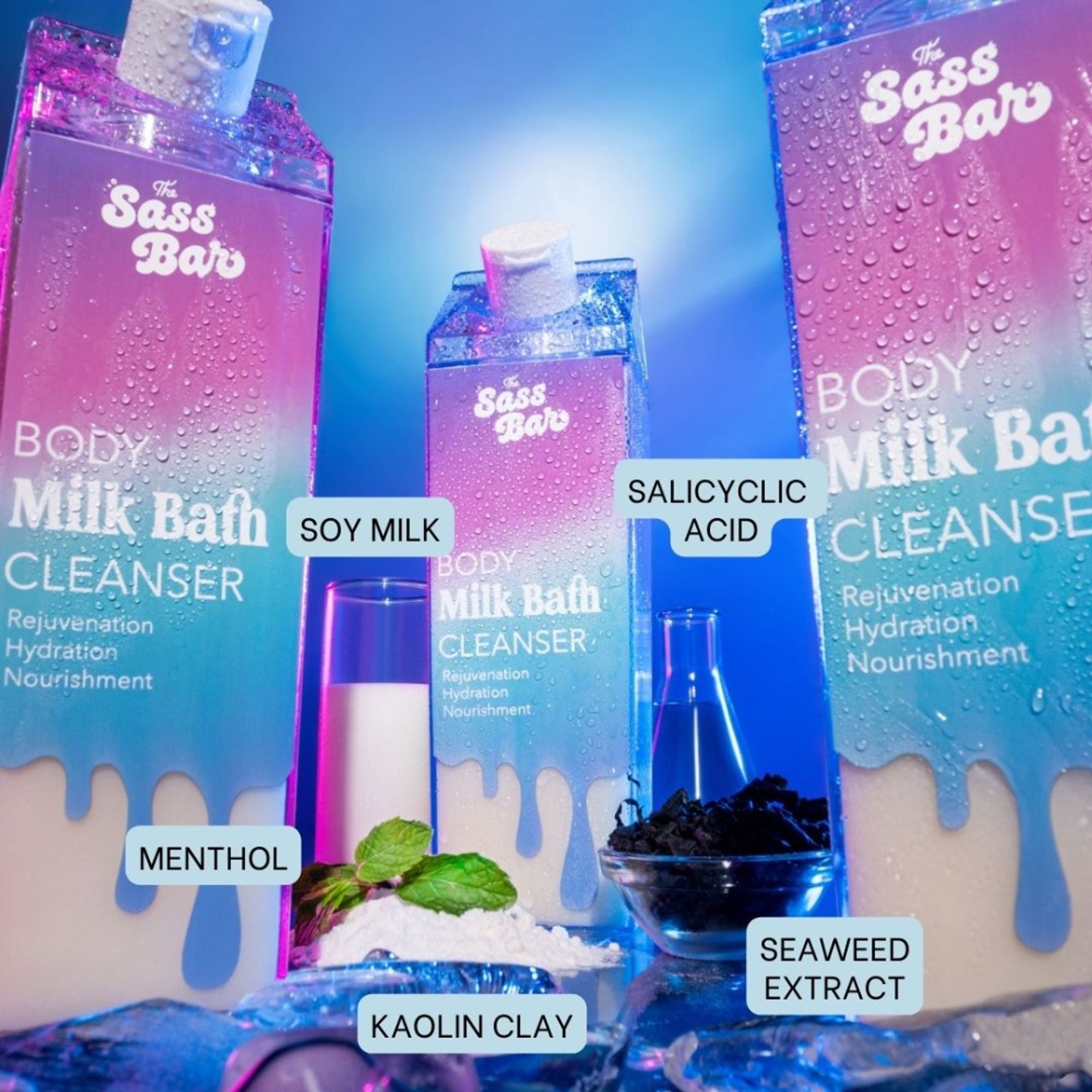 The Sass Bar Aurora Cooling Bodywash Cleanser with Salicyclic Acid + Kaolin Clay For Oily Skin | Grocsy