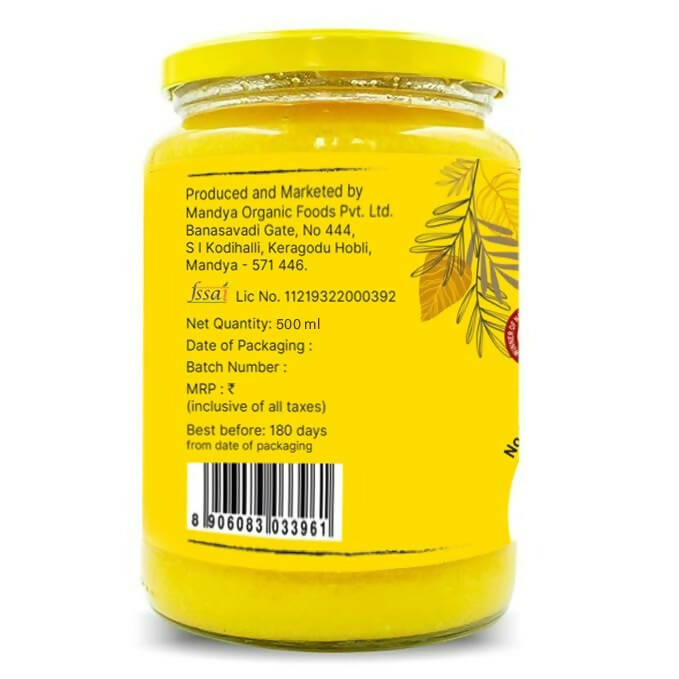 Organic Mandya Premium A2 Desi Ghee | Pure, Natural & Healthy | Forest Grazed, Stress Free Cattle | Ethically Sourced | Glass Jar | Grocsy