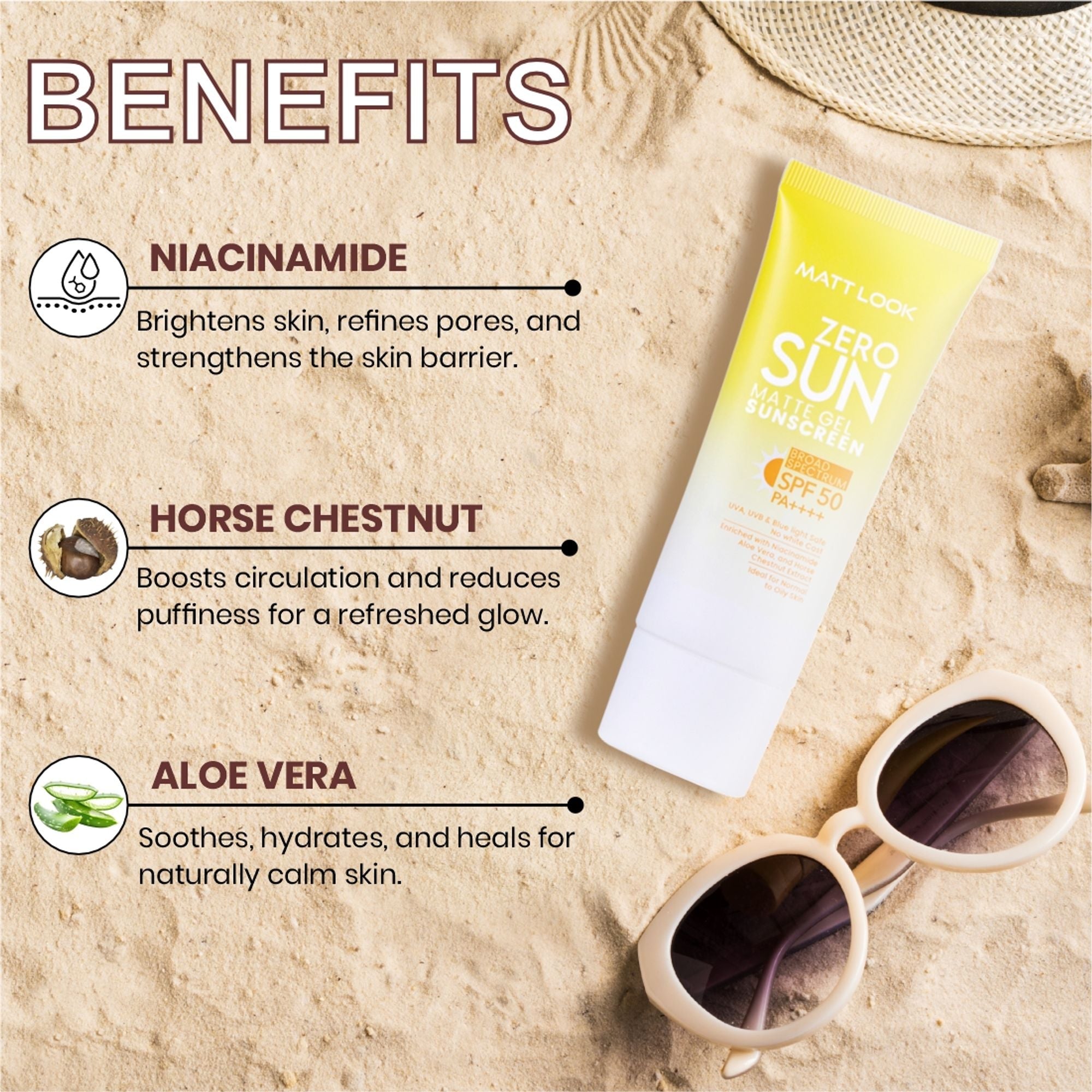 Matt Look Zero Sun Matte Gel SPF 50 PA++++ Sunscreen | Grocsy