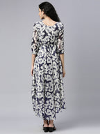 Souchii Floral Printed Chiffon Empire Midi Dress | Grocsy
