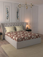 MYTRIDENT Red White Ethnic Motifs Cotton 120 TC Queen Bedsheet With 2 Pillow Covers | Grocsy