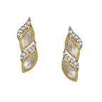 Boat Shaped Earrings with Diamond in Gold (Silver) - Ruby Raang | Grocsy