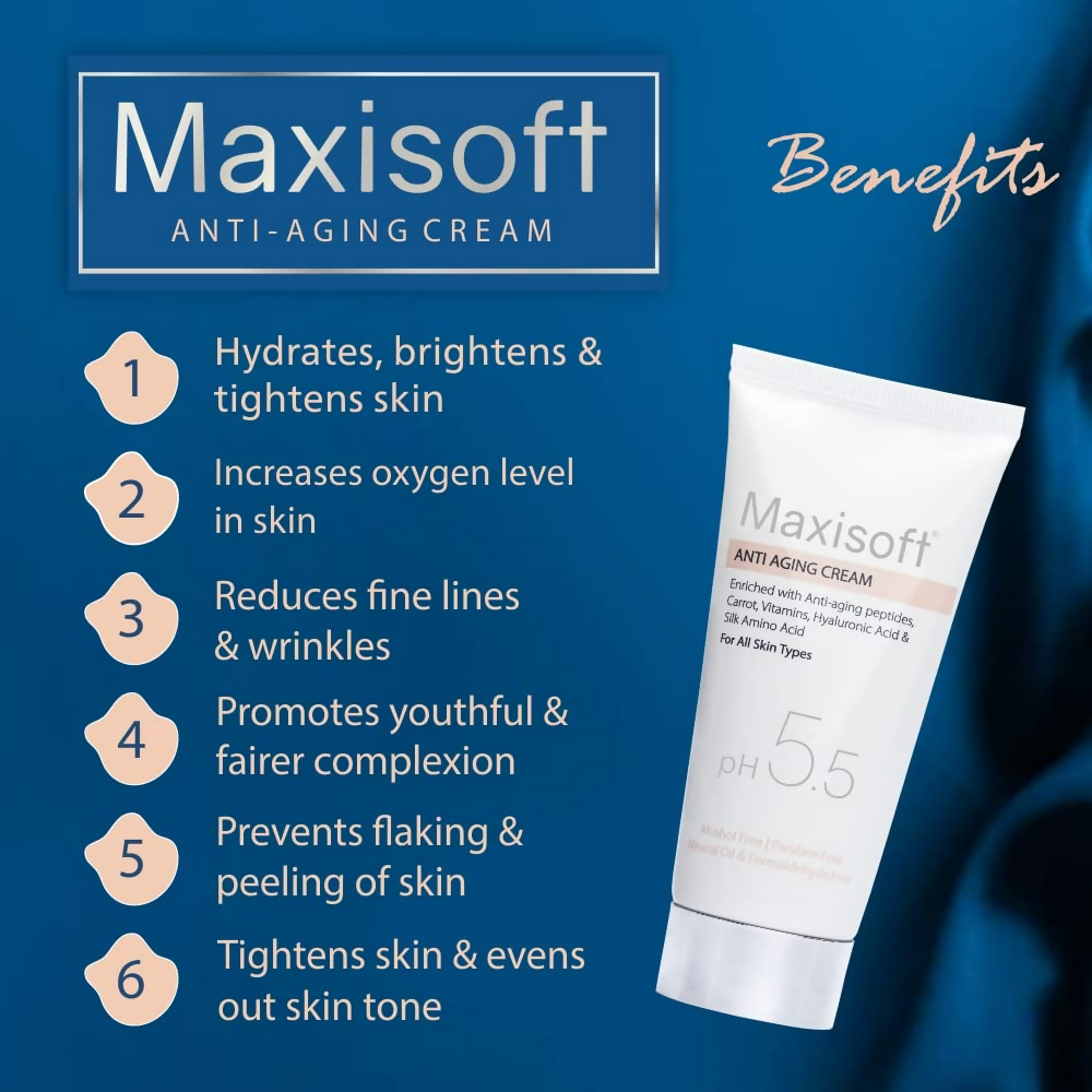 Maxisoft Anti Aging Cream Reduces Fine Lines, Wrinkles & Age Spots | Grocsy