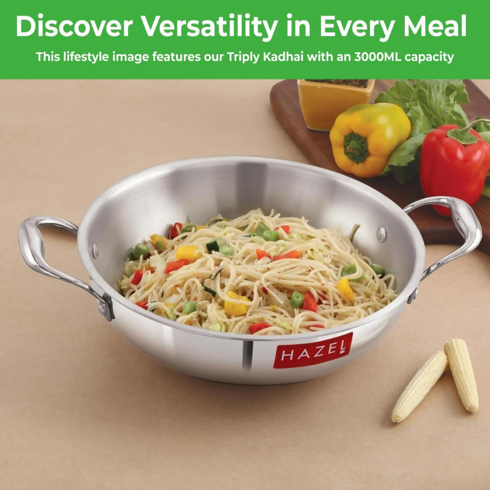 Hazel Triply Stainless Steel Induction Bottom Kadhai | Grocsy