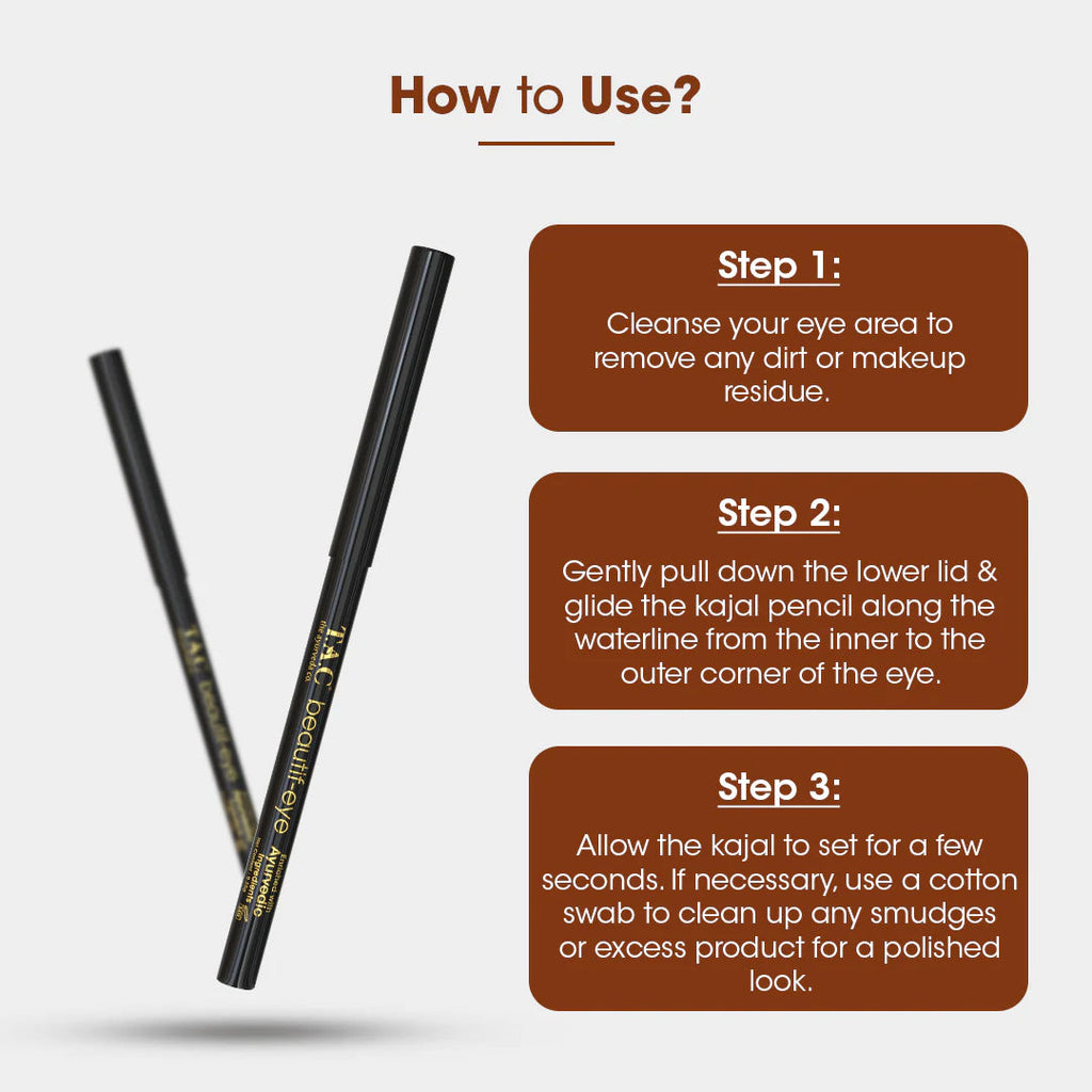 TAC - The Ayurveda Co. Beautif-eye Kajal - Intense Black Kajal | Grocsy