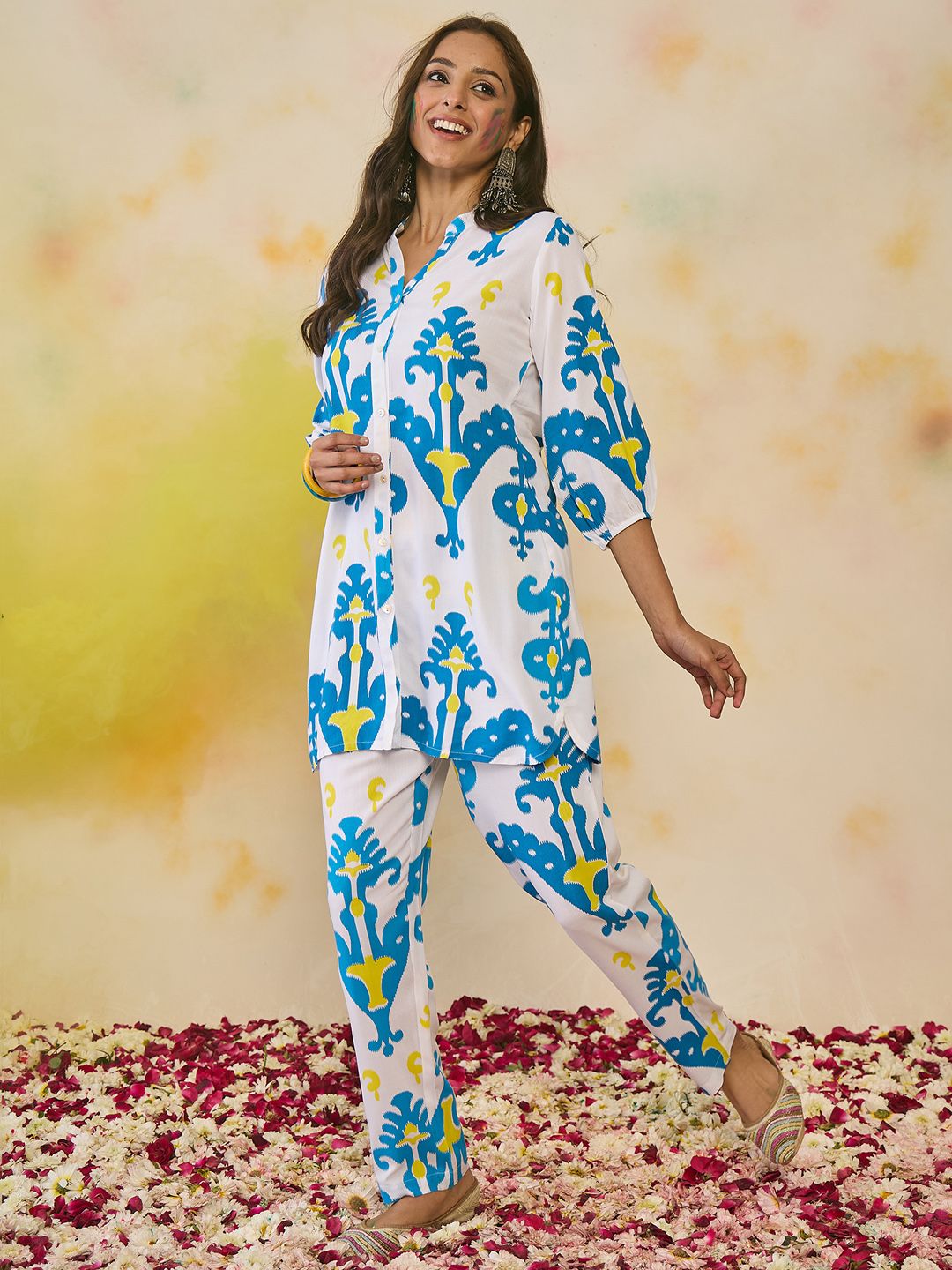 Indo Era Women Printed Regular Kurti with Trousers | Grocsy